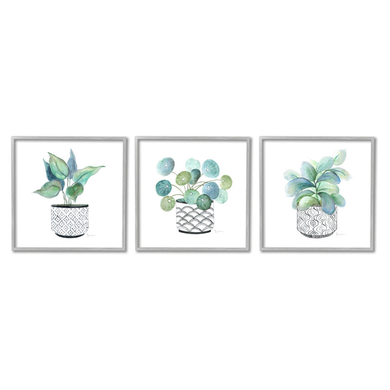 "Vase à motif de fleurs luxuriantes" par Tava Studios - ensemble de 3 impressions sur toile, H 12 po x l 12 po x P 1,5 po