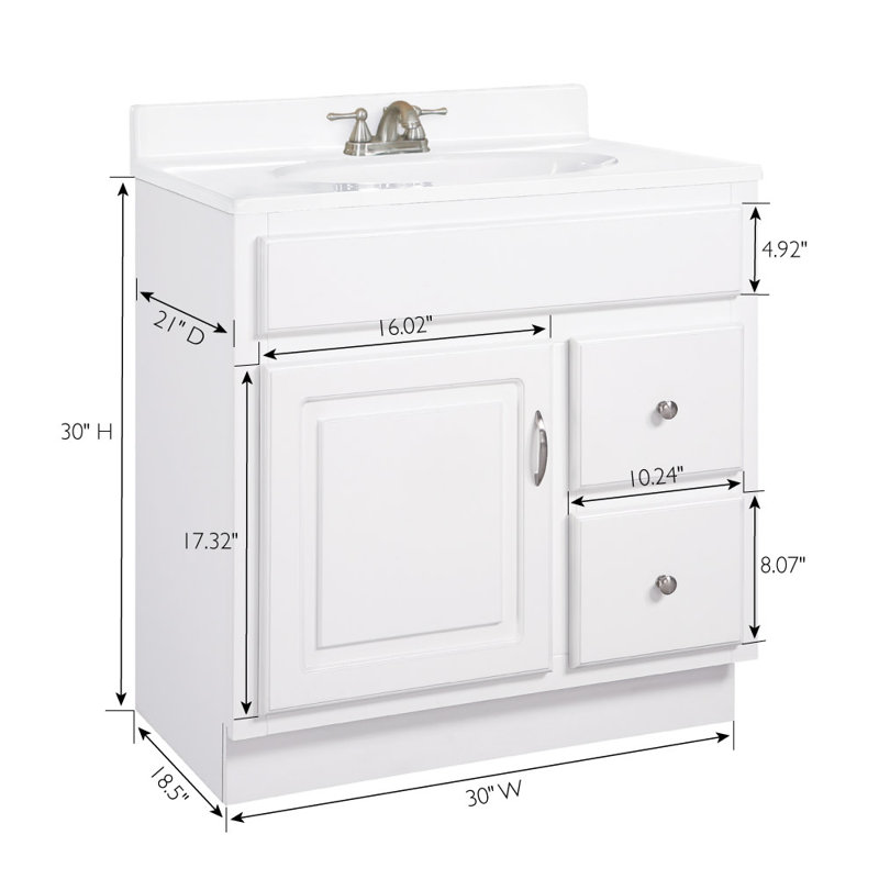 Meuble-lavabo de 30 po Concord, prêt à assembler, bois massif, blanc