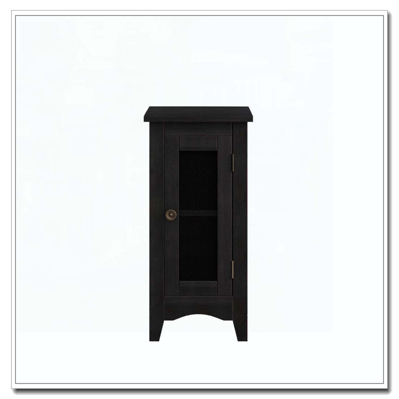 Table d'appoint rectangulaire étroite, placage noir uni, Noir