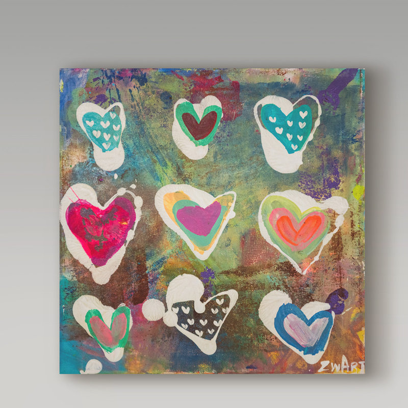 « cardiaque vibratoires », reproduction de peinture à l’acrylique sur toile tendue, H 35 po x l 35 po x P 2 po