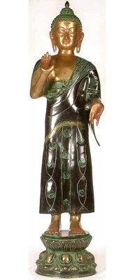 Bouddha marche de grande taille
