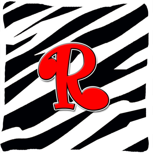 Monogramme initiale Zebra intérieur/extérieur Throw Pillow, R