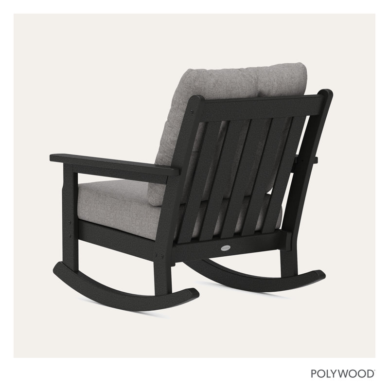Lakeside Vineyard Deep Seating Rocking Chair, Black, Gray Mist