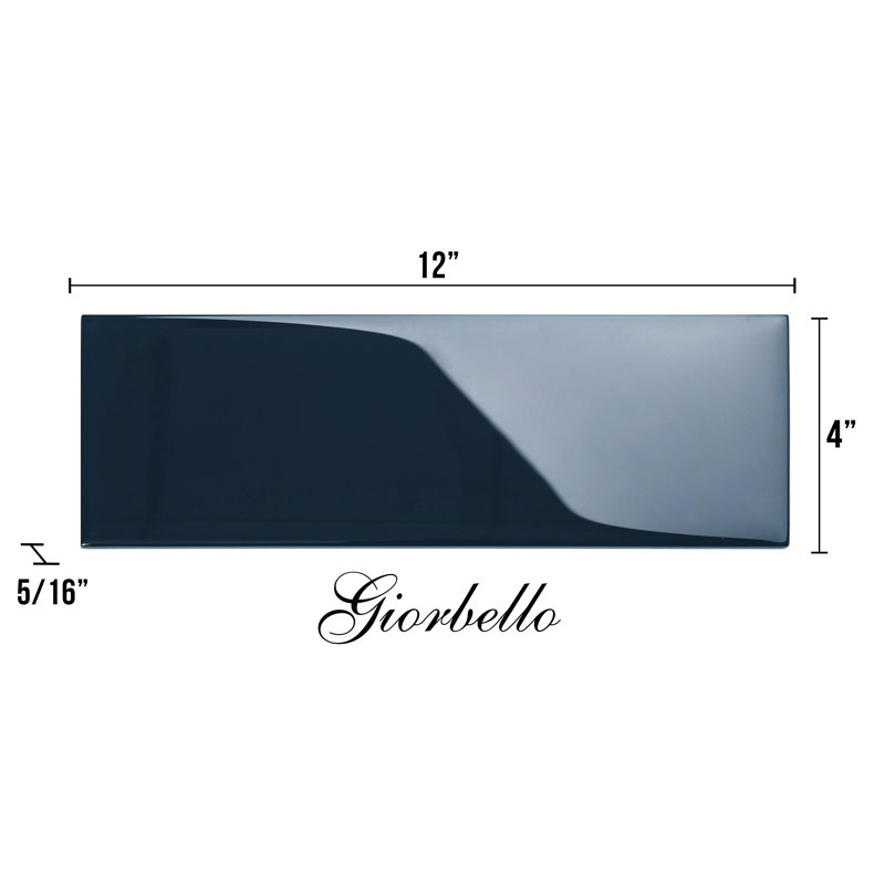 Glass Subway 4" x 12" Wall Tile, Midnight Blue