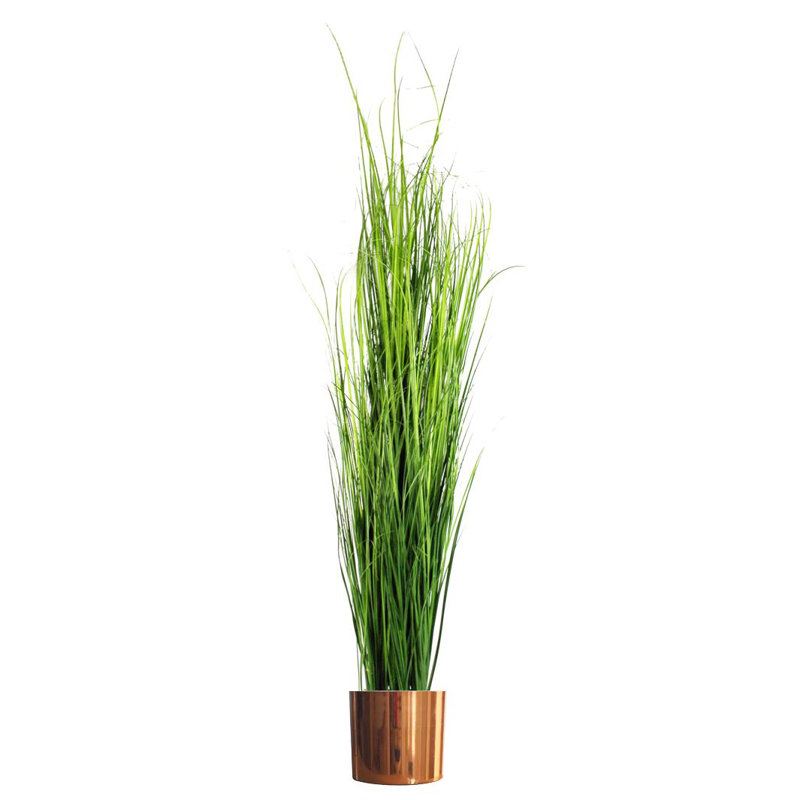 130cm Faux Onion Grass Plant in Metal Planter, Copper