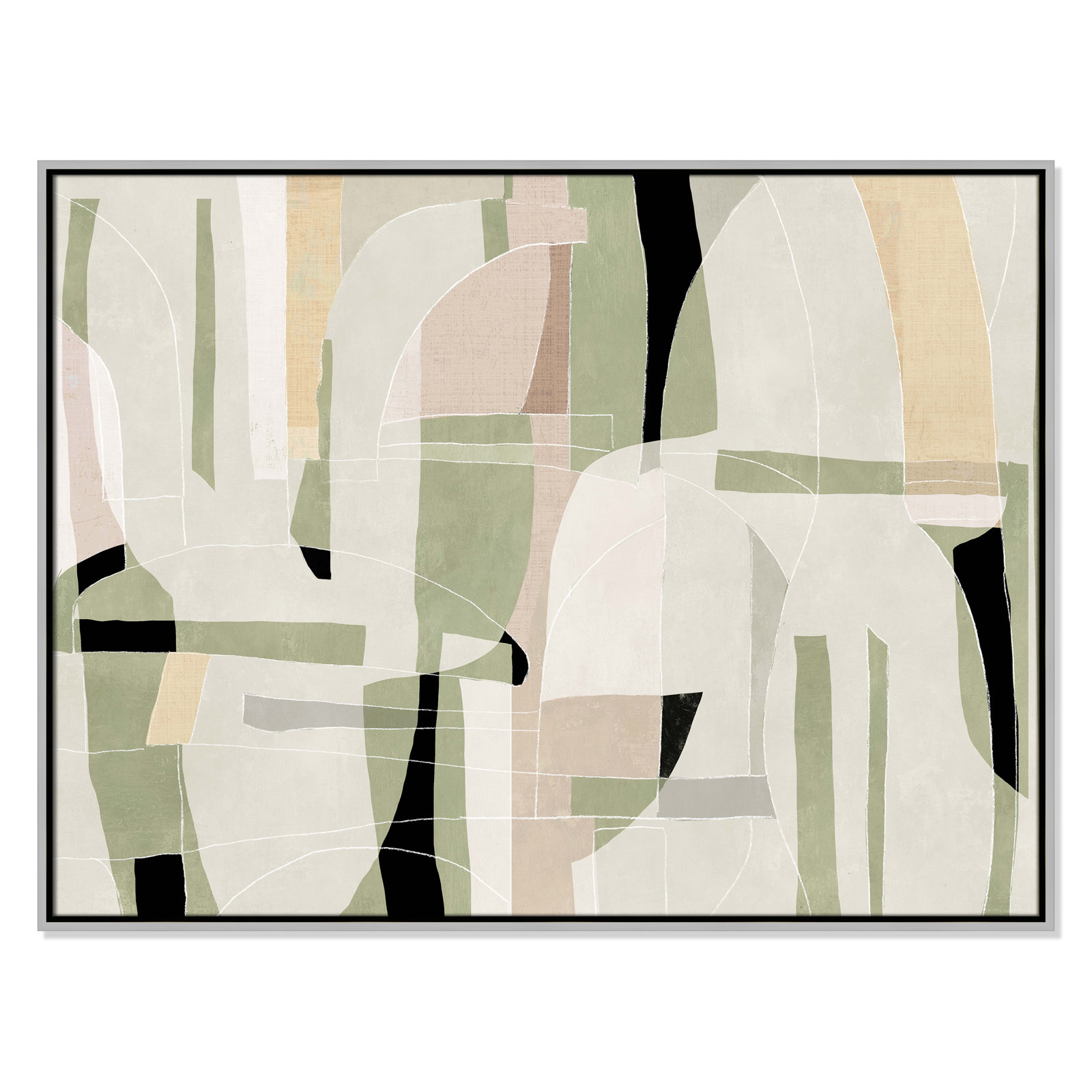 Sunny Barcelona - Floater Frame Canvas, 41.5" W x 31.5" H, Silver