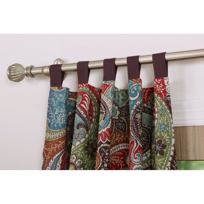 Paisley Tailored Window Valance, Red/Blue/Eggplant