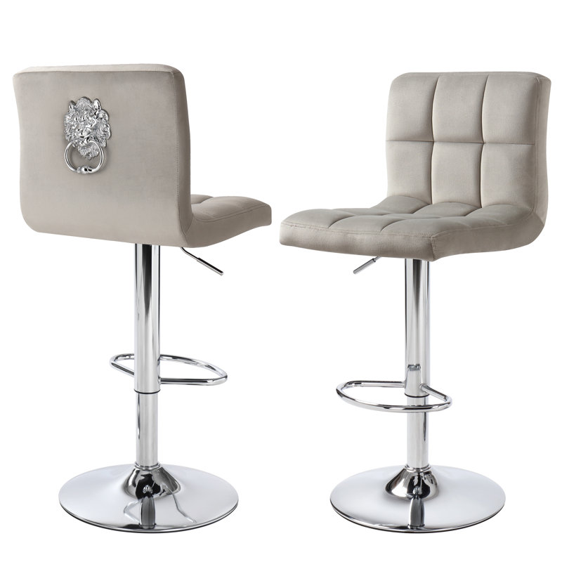 Merriann Swivel Upholstered Adjustable Height Counter Stool, Light Gray