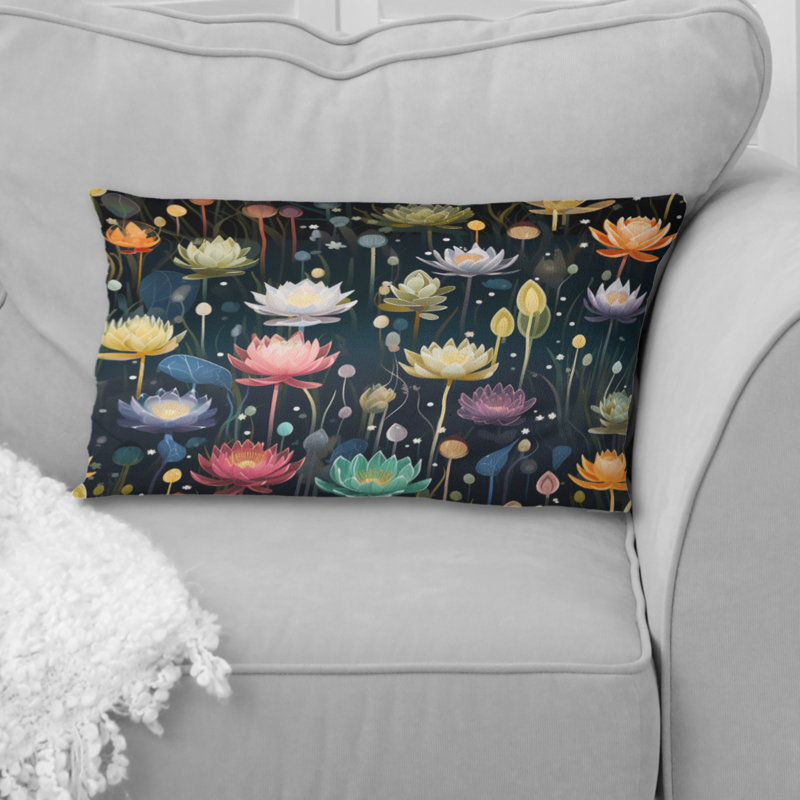 Coussin décoratif à imprimé floral coloré Colorful Mindful Presence Zen