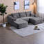 Canapé modulaire moderne en tissu moelleux, en forme de U avec méridienne, aucun assemblage requis