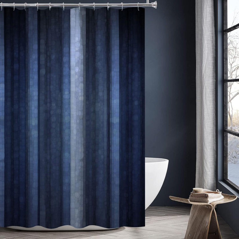 Polyester Shower Curtain Set, 182.9cm H x 182.9cm W, Navy