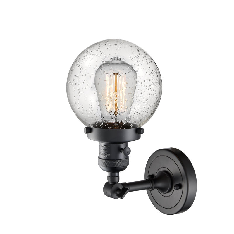 Cleorand Armed Sconce, Seedy, 3.5 Watt Vintage LED Bulb, Matte Black