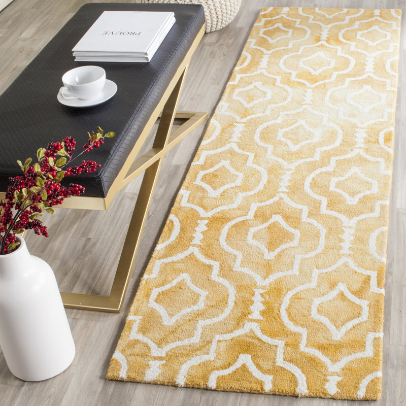 Dip Dye Hand Tufted Wool Geometric Rug, Runner 2'3" x 8'