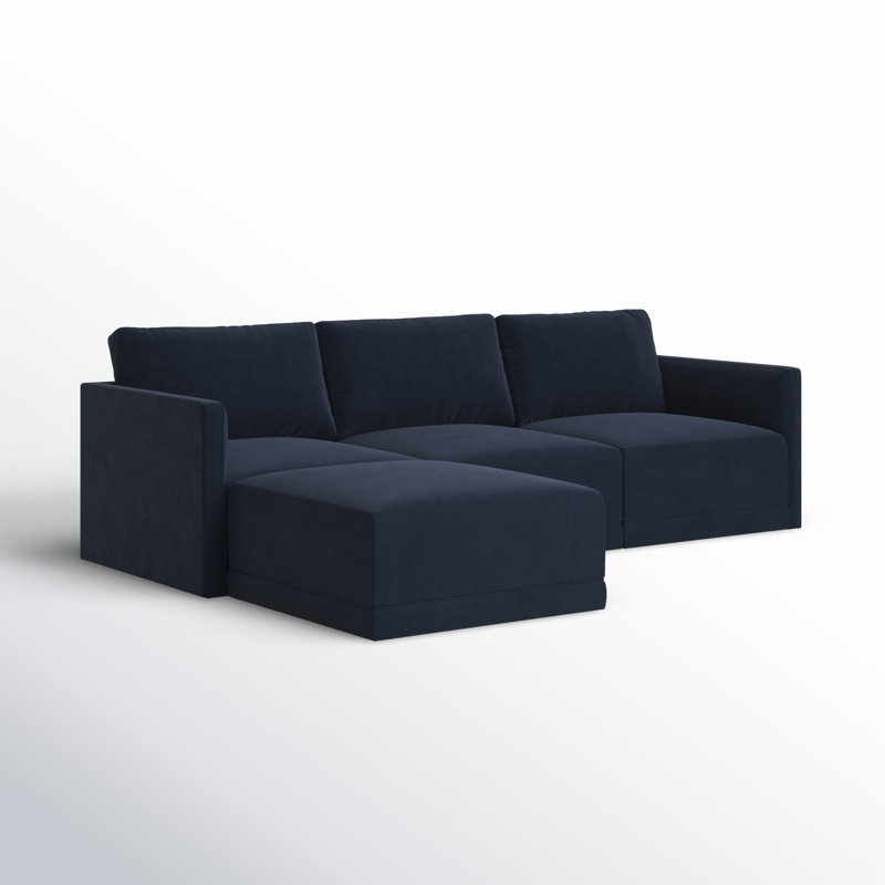 Deirdre Velvet L-Shaped Sectional Reversible, Navy Velvet