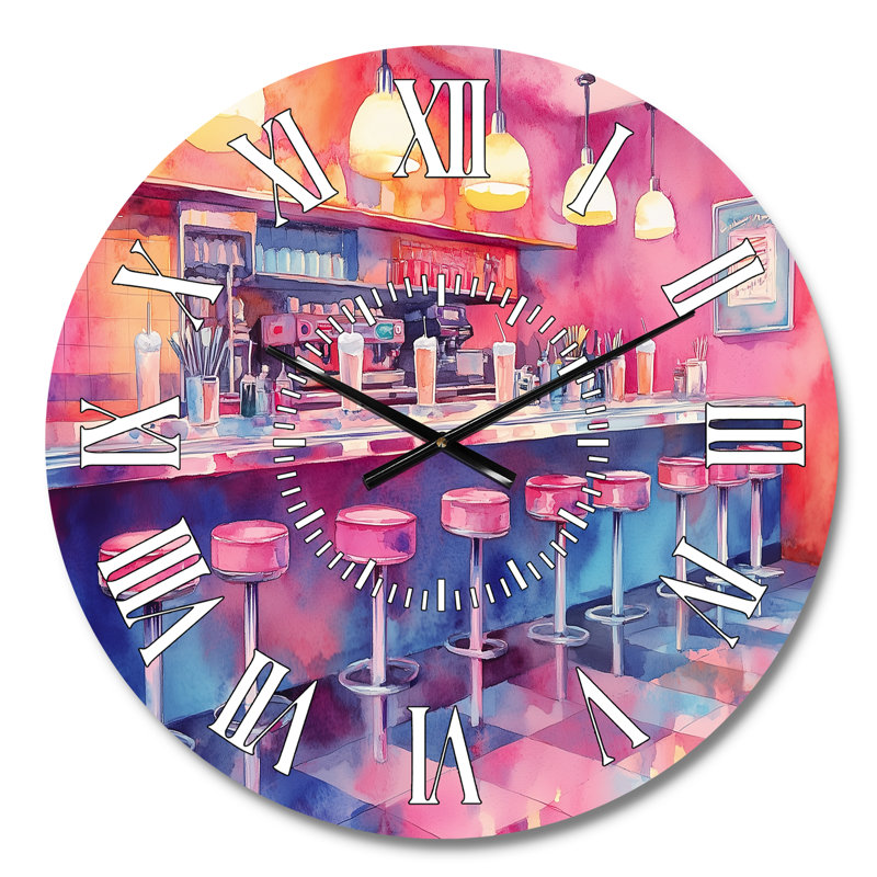Table de comptoir des années 1950 - Horloge murale en métal de style milieu du siècle, Petit