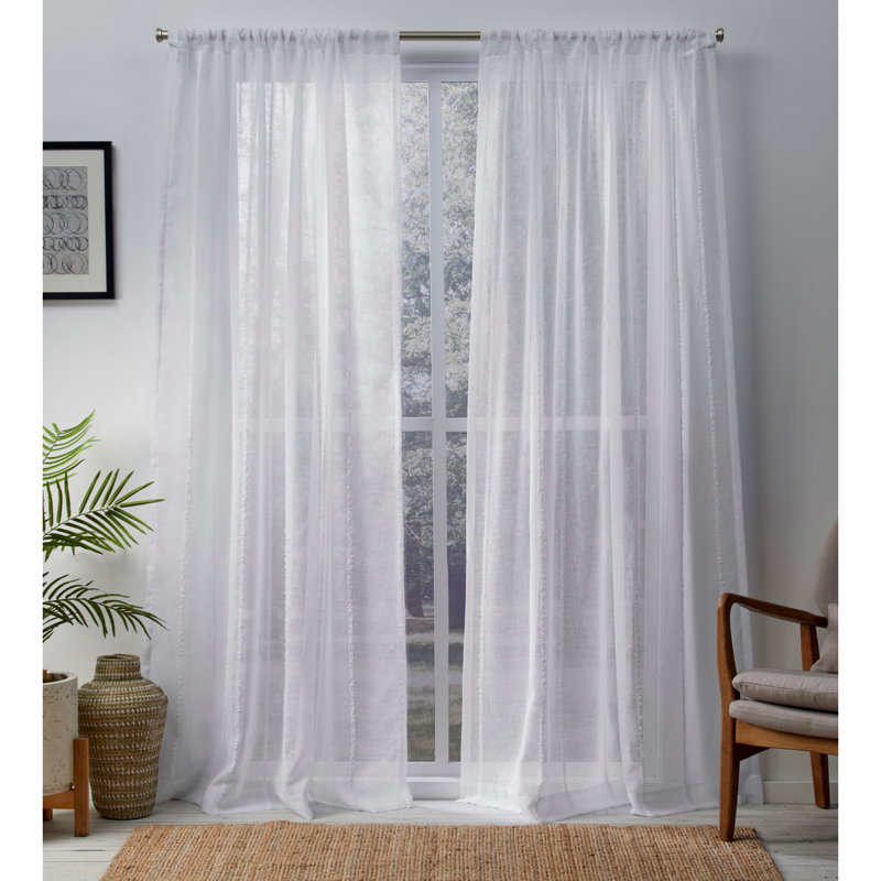 Vidal Sheer Curtain Pair, White, 54"W x 84"L