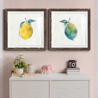 Happy Lemon - ensemble de 2 peintures encadrées