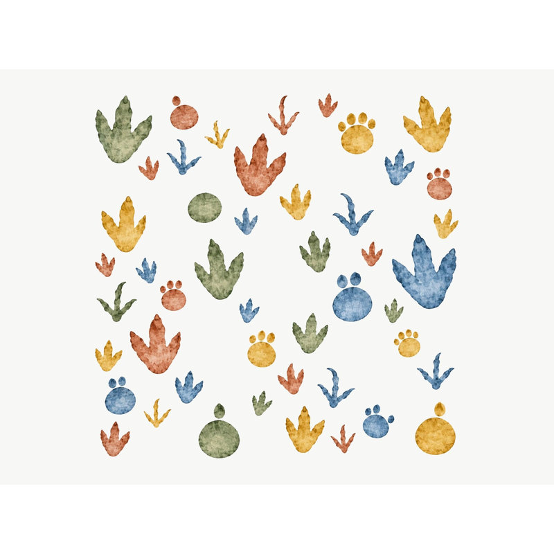 Dinosaur Footprint Wall Decals, Set of 47 Peel and Stick Nursery Wall Stickers, Satin Finish Removable Kids Room Wall Art, 20"W x 20"H (50 x 50 cm)