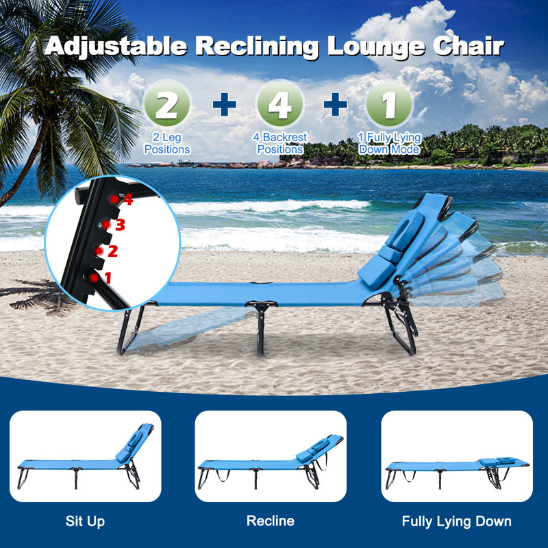 Averyanna Outdoor Metal Chaise Lounge, Blue