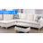 White Gray Sackcloth Fabric L style Right Hand Facing Living Room Sofa Set, with ottoman-81189129-87463990