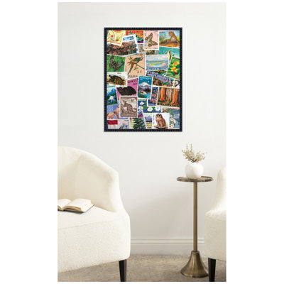 «Vintage Stamps» par Megan Ryan, reproduction d'art sur toile encadrée