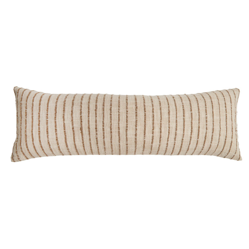 Jojo Pillow Cover & Insert, Square 20" H x 20" W, Ivory/Charcoal Striped