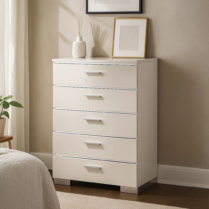 Commode 5 tiroirs en bois et métal Johari