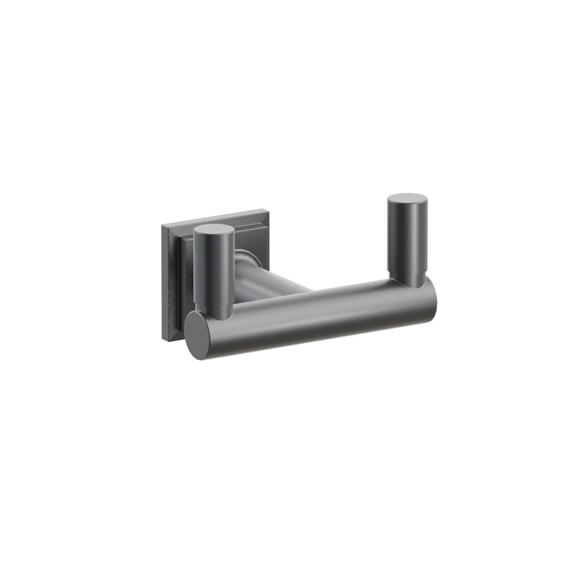 Emtek Select Double Hook w/ Step Square Rosette, Round Stem & Smooth Tip, Oil Rubbed Bronze