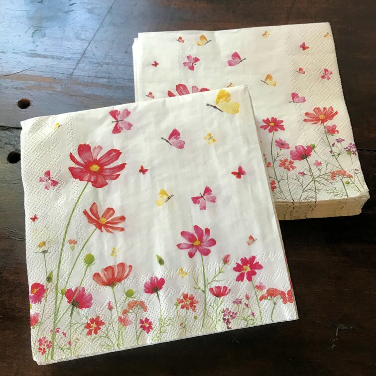 50 PCS Floral Paper Napkins Watercolor Flower Guest Napkins 3-Ply