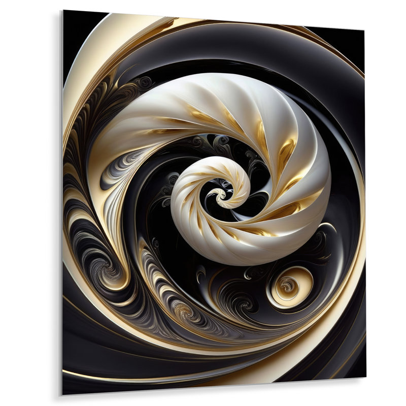 Vitrail doré noir et blanc V - décoration murale moderne en métal, H 32 po x l 24 po