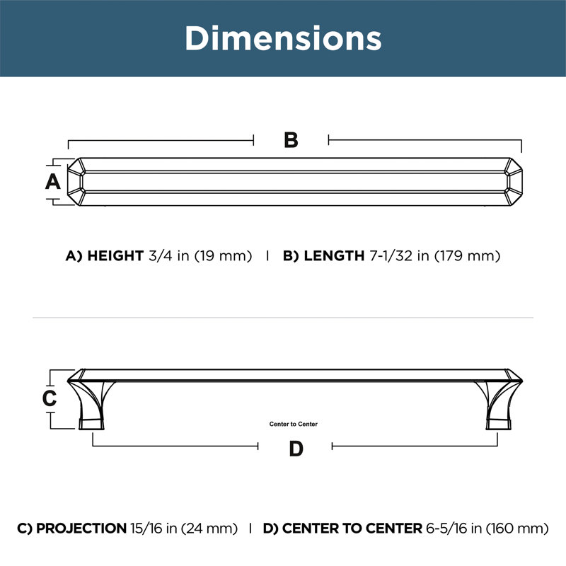 6 5/16" Center to Center Appliance Pull, Champagne Bronze, 6.31"