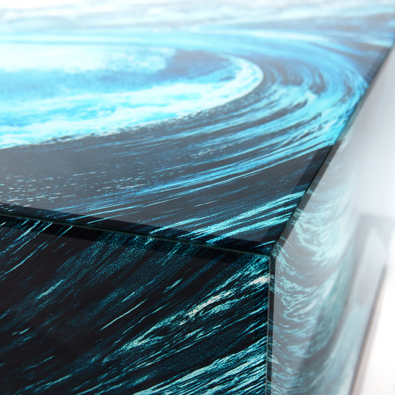 Large Size Glass Coffee Table with Black Base