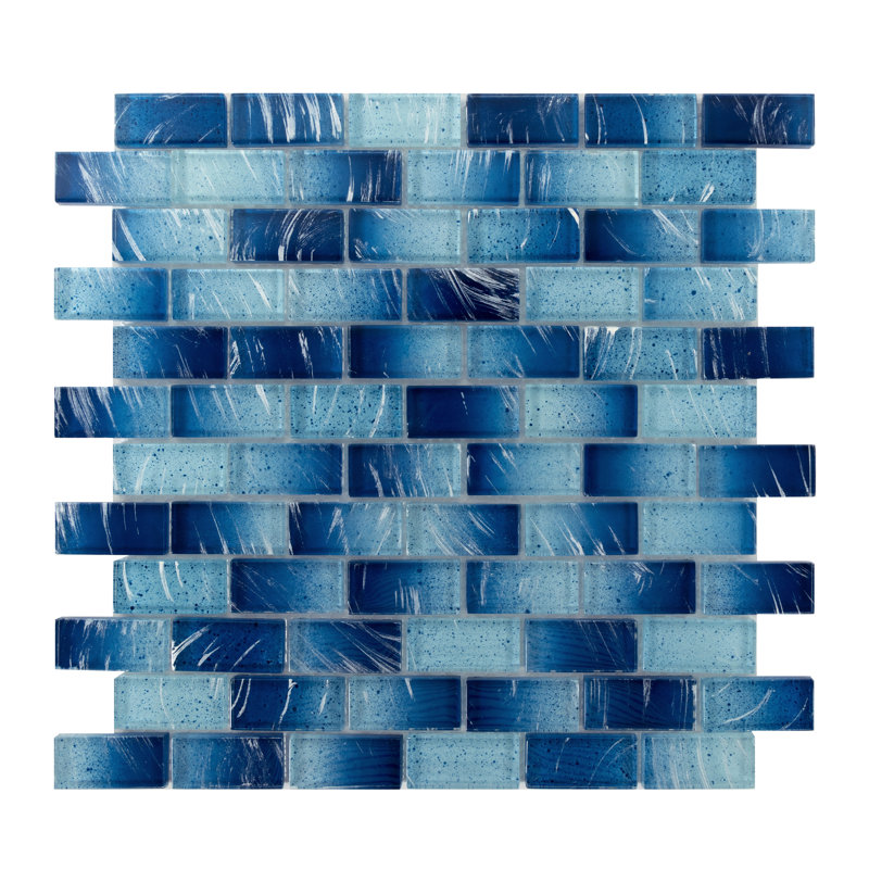 Artista 1" x 2" Glass Tiles, Silver Lake