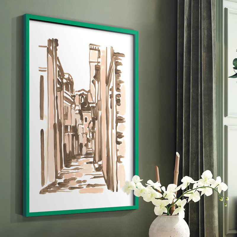 Blush Architecture Study VI Framed Print - Solid Wood, Green, 10" H x 8" W