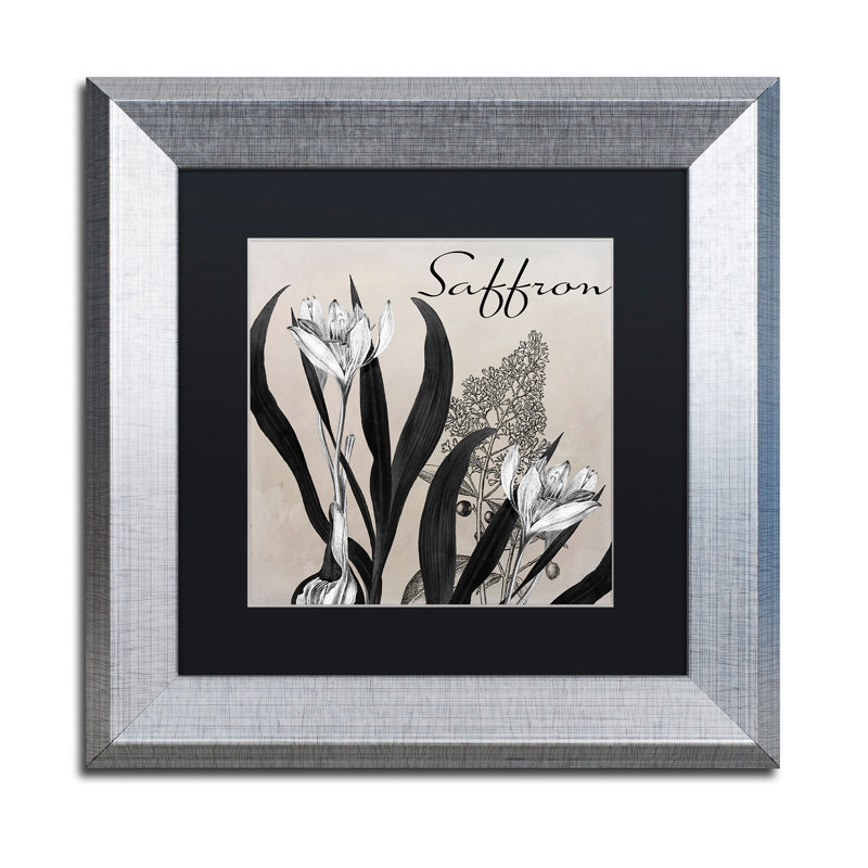 «Flowering Herbs I» par Jadaya, impression encadrée, H 11 po x l 14 po x P 0,5 po, Cadre argenté, Noir