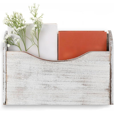 Wood Wall Mounted Magazine Rack, Hanging Mail File Organizer for Home Office
