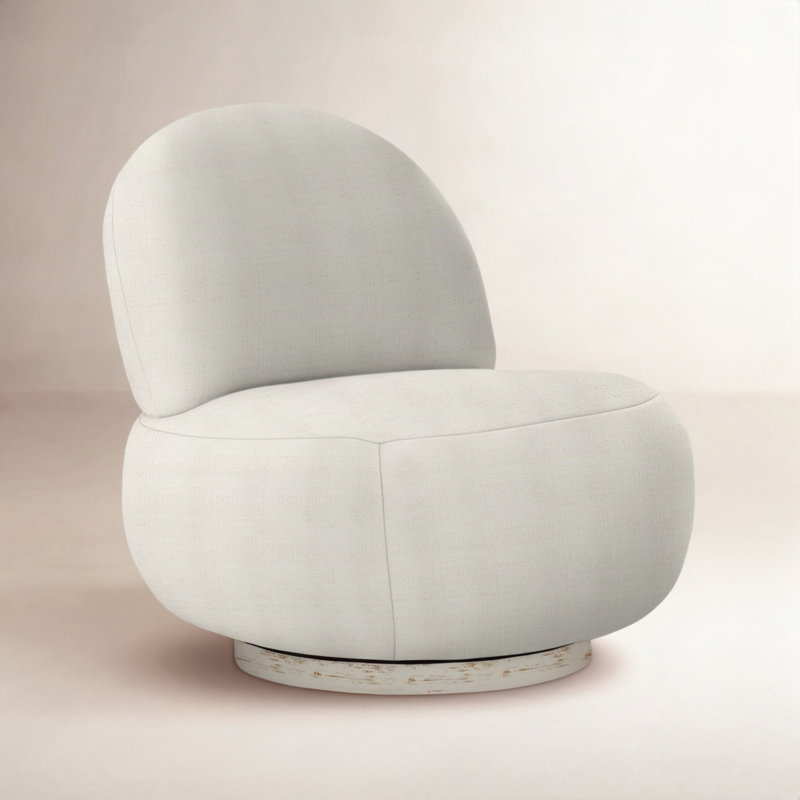 Lulu 29'' Wide Swivel Side Chair, Dorado Snow Crypton® Chenille 5558-000, Antique White