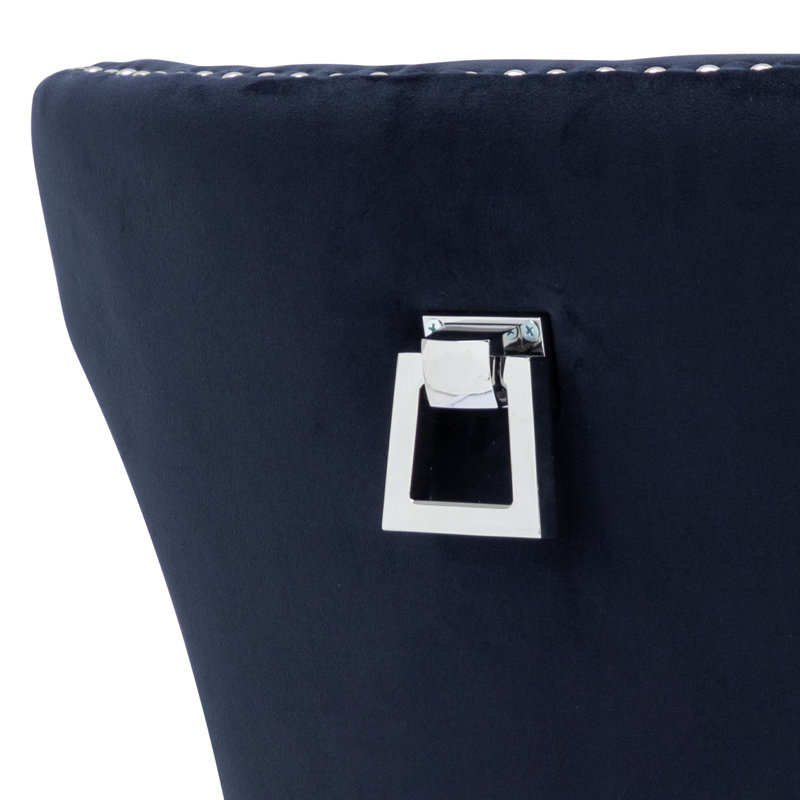 Fauteuil à oreilles Haikey, Bleu foncé, Argent
