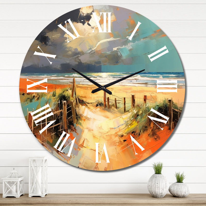 Horloge murale en métal Beach I, Très grand