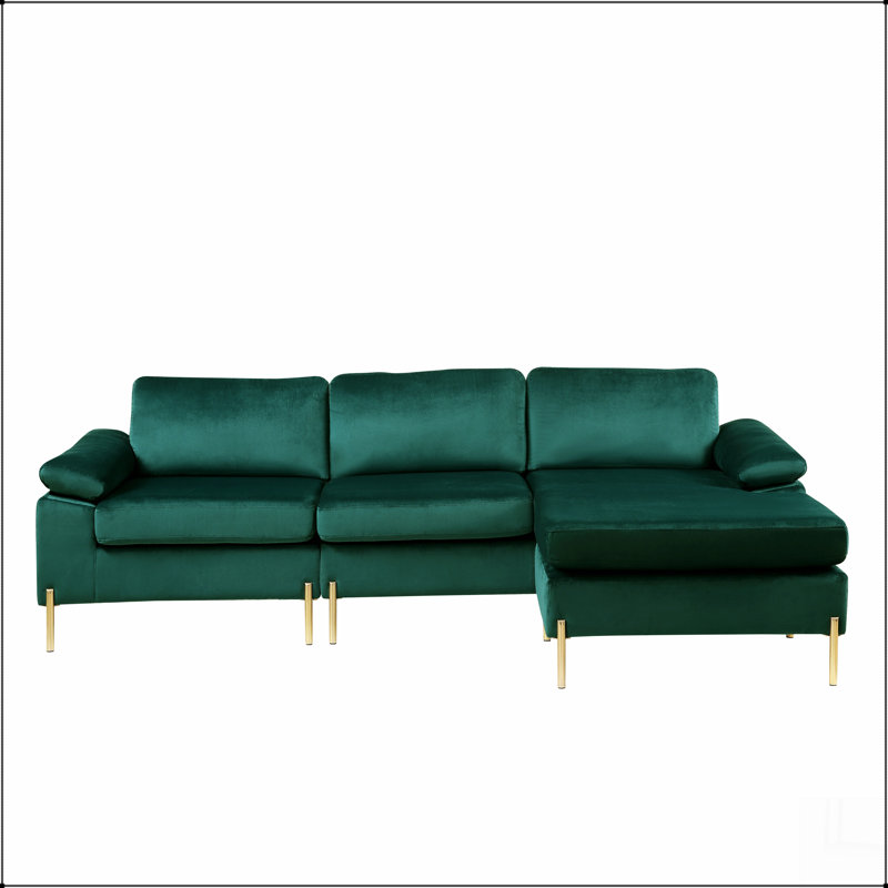 Canapé modulaire en velours avec méridienne Shannon