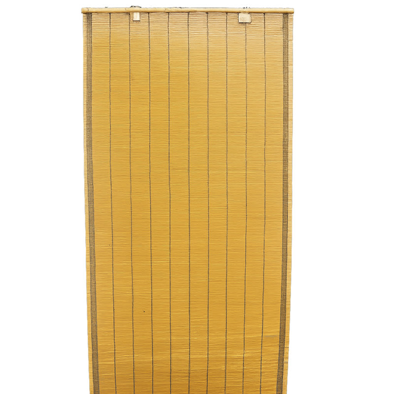 Cloison suspendue en bambou brun avec coutures bleues, H 72 po x l 36 po x P 0,5 po