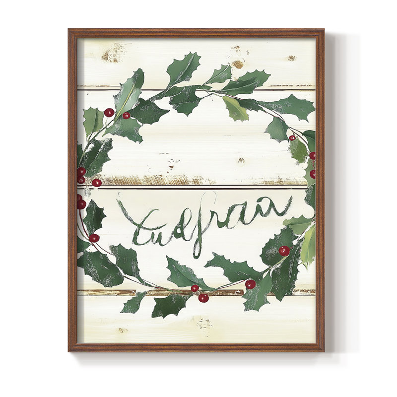 «Christmas Holiday», art encadré Dcccxxiv - bois massif, Noyer, H 21 po x l 17 po