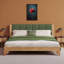 ​​King Size Upholstered Bed – Walnut /Natural & Green Elegance​-44509535-44509529