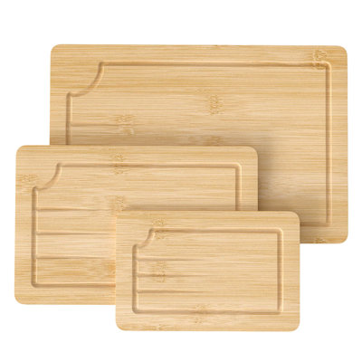 Toque 3Pcs Bamboo Cutting Board Set Chopping Boards Serving Platter Kitchen