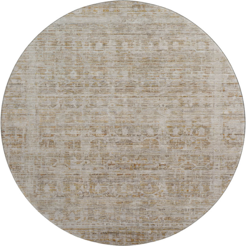Premium Machine Washable Verlin AMF1775 Border Rug, Round 8'