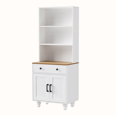 Storage Cabinet with Drawer and 2 Door,Tempered Glass Doors,Adjustable Shelves