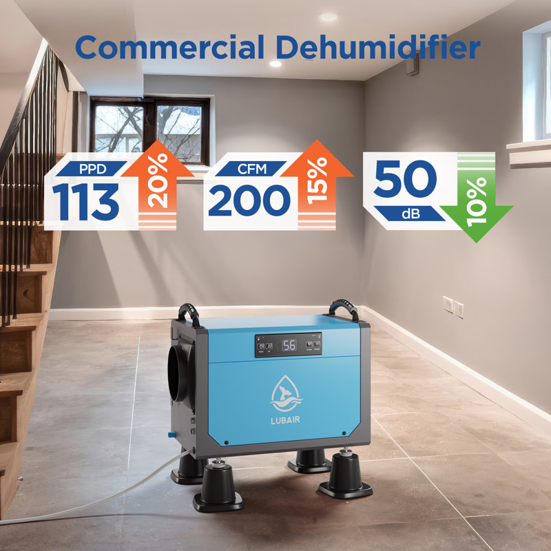 113 Pint Crawl Space Dehumidifier with Drain Hose – Ideal for Basements, Attics, and Tight Spaces