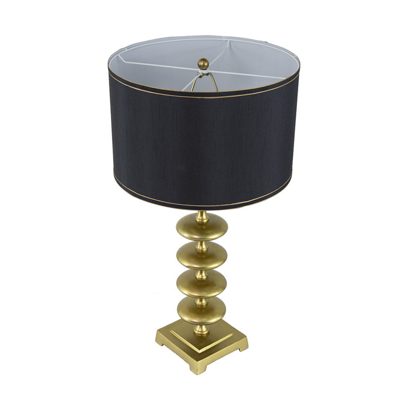 Lampe de table contemporaine en or et noir 16 x 16 x 29,8 po avec disque en aluminium - Lampe d'appoint moderne pour la chambre à coucher, le salon et le bureau