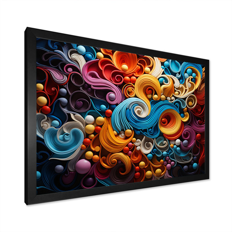 Opt Art Vibrant Illusions I - art mural Op Art, H 24 po x l 32 po x P 1 po, Cadre simple noir