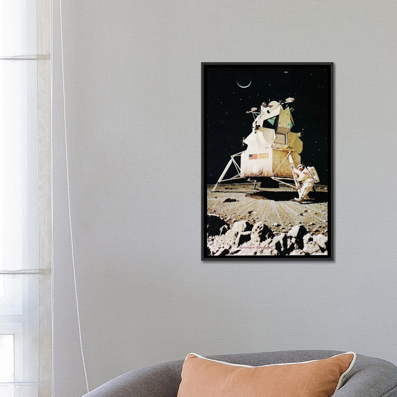 «Man on the Moon» par Norman Rockwell, impression sur toile, H 18 po x l 12 po x P 1,5 po, Pas de tapis, Toile tendue